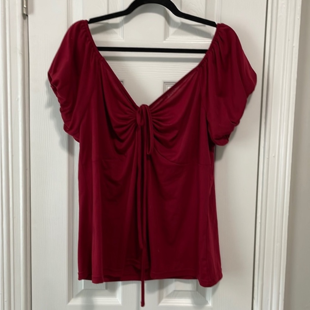 SHEIN Burgundy OTS Blouse